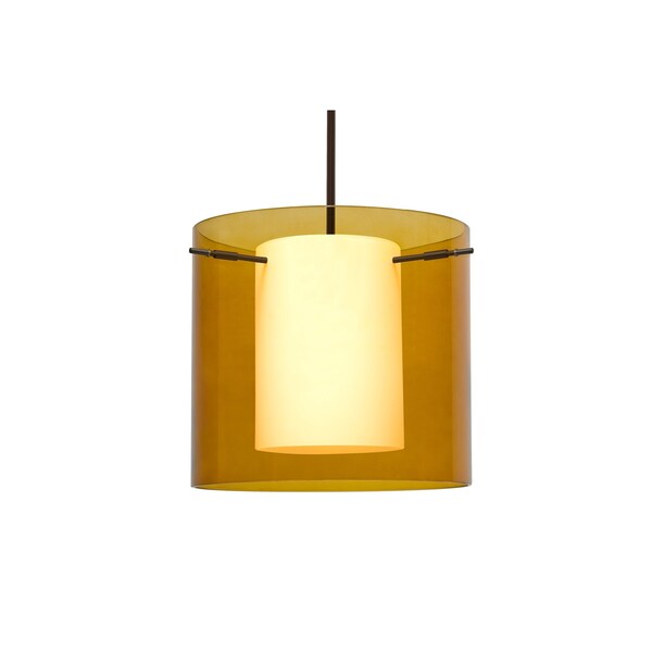 Besa Lighting Pahu 12 Stem Pendant, Trans. Armagnac/Opal, Bronze Finish, 1x100W Incandescent 1TT-G18407-BR - main